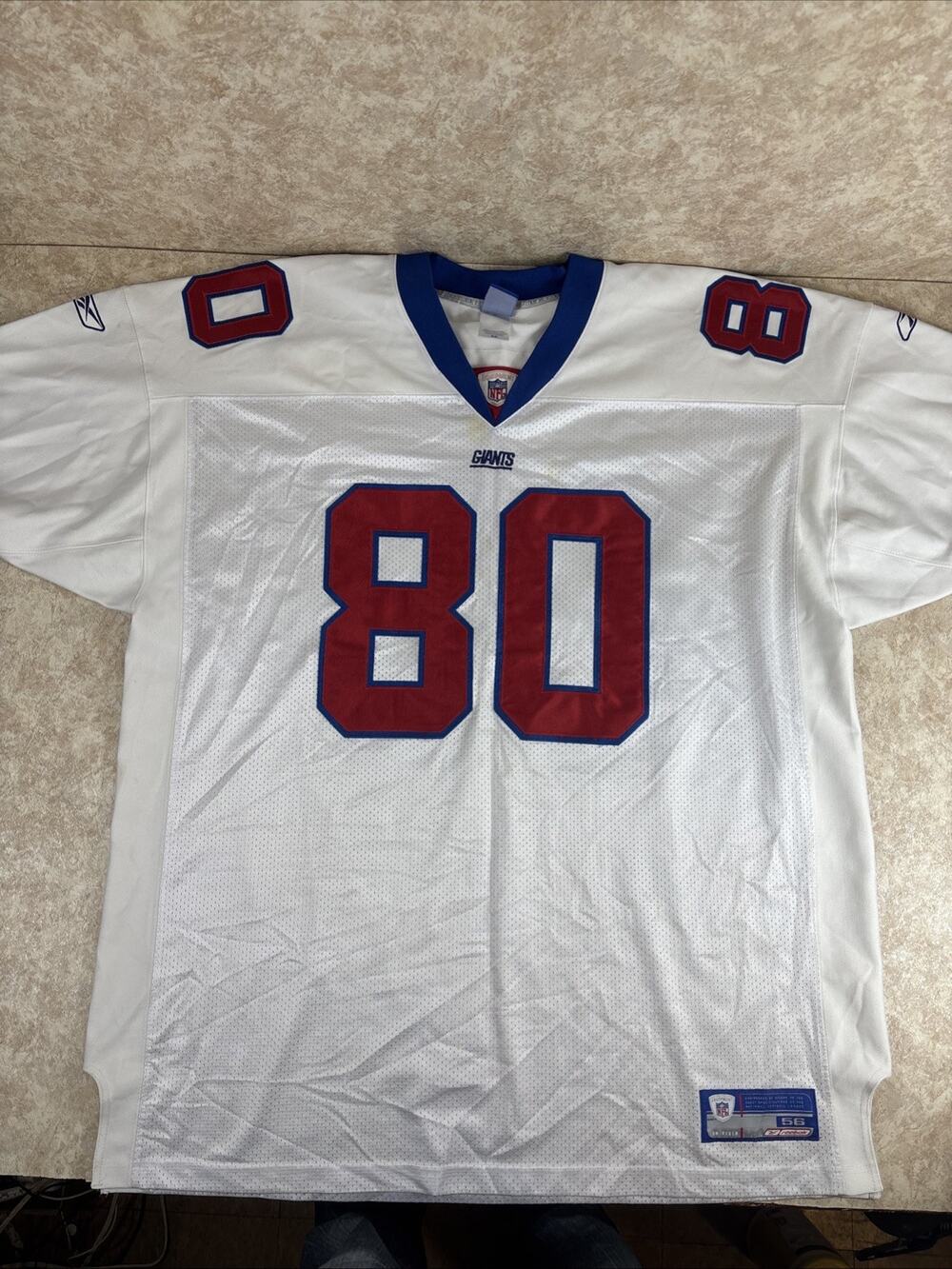 VTG New York Giants Jeremy Shockey Authentic Reebok NFL White Jersey Size 56 JJT